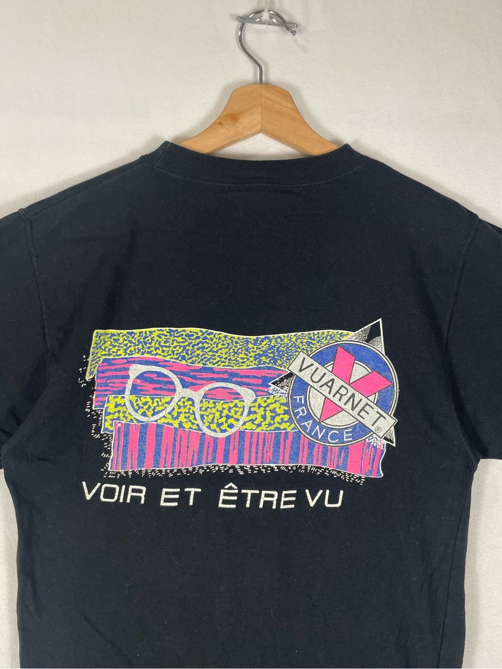 Vtg Vuarnet France Eyewear Voir Et Etre Vu Neon Black Single Stitch T shirt Sz S
